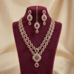 Traditional Indian Necklace Set – Gold & Ruby | Ethnic Indian jewellery - Image 2