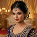 Maang Tikka - Blue | AD Stone Work - Image 2