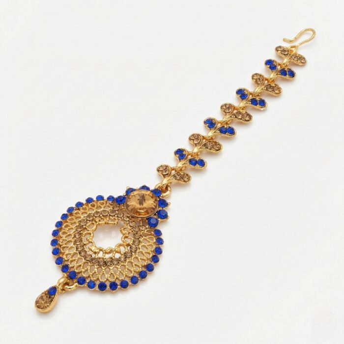 Maang Tikka - Blue | AD Stone Work - Image 4