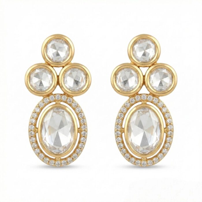 Swarnika Aira Necklace Set | 24k Gold Plated Jadau (जडाउ) Kundan & AD Stone - Image 4