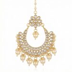 Kundan Stone Work - Maang Tikka - Chand - White - Image 4