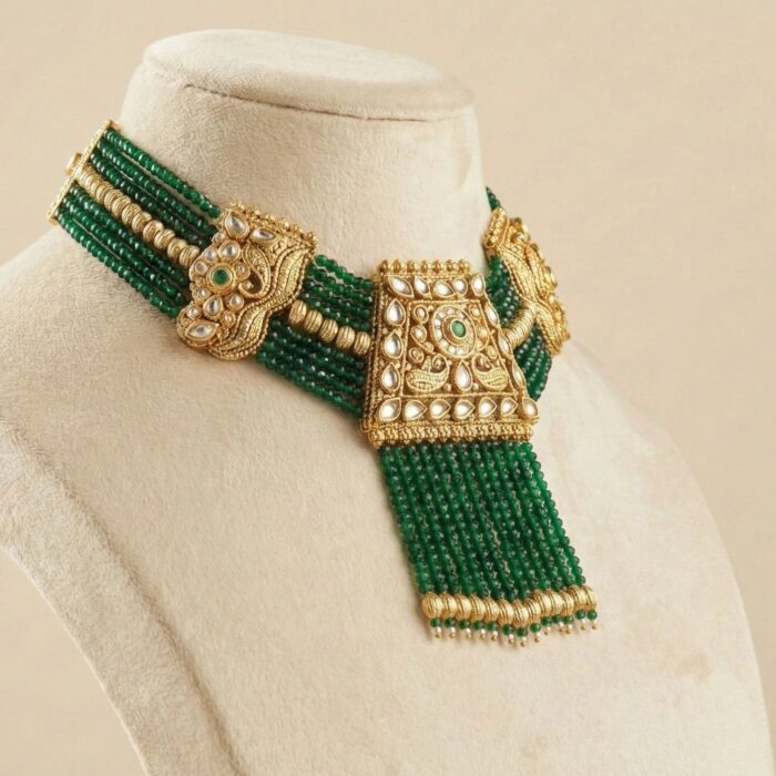 Rajwada Choker Necklace and Earring Set - Image 3