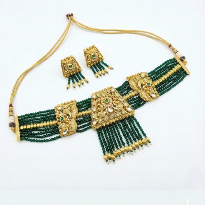 Rajwada Choker Necklace and Earring Set - Image 2