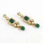 Swarnika Emerald Dew - Green | Kundan Choker Necklace Set - Image 4