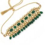 Swarnika Emerald Dew - Green | Kundan Choker Necklace Set - Image 5