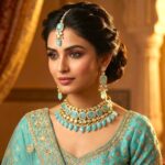 Swarnika Emerald Dew - Turquoise | Kundan Choker Necklace Set