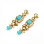 Swarnika Emerald Dew - Turquoise | Kundan Choker Necklace Set - Image 4