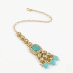 Swarnika Emerald Dew - Turquoise | Kundan Choker Necklace Set - Image 3