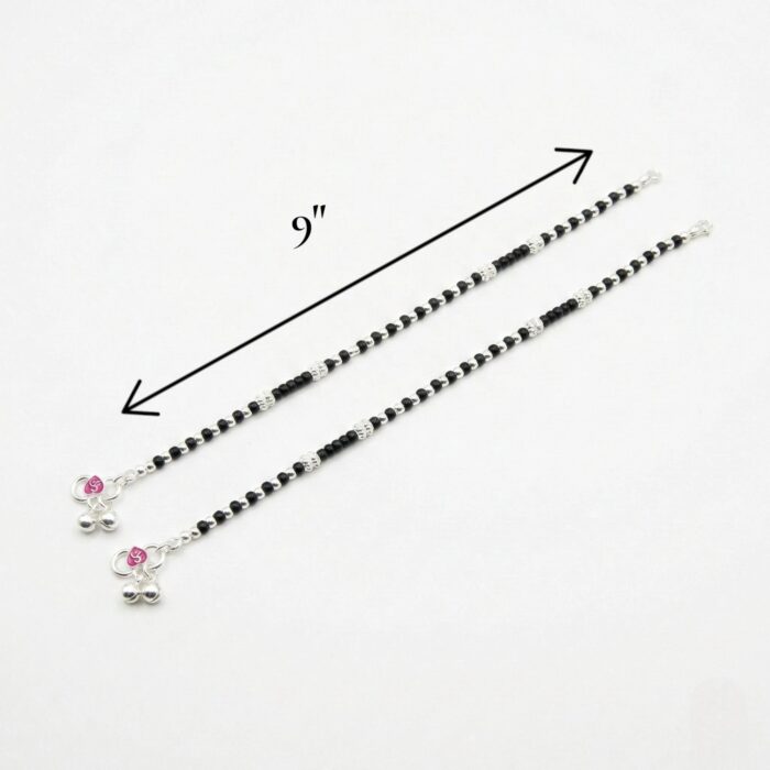 Pair of Pure Silver Anklet - 9 inch | Pure silver ankle bracelet - Image 4