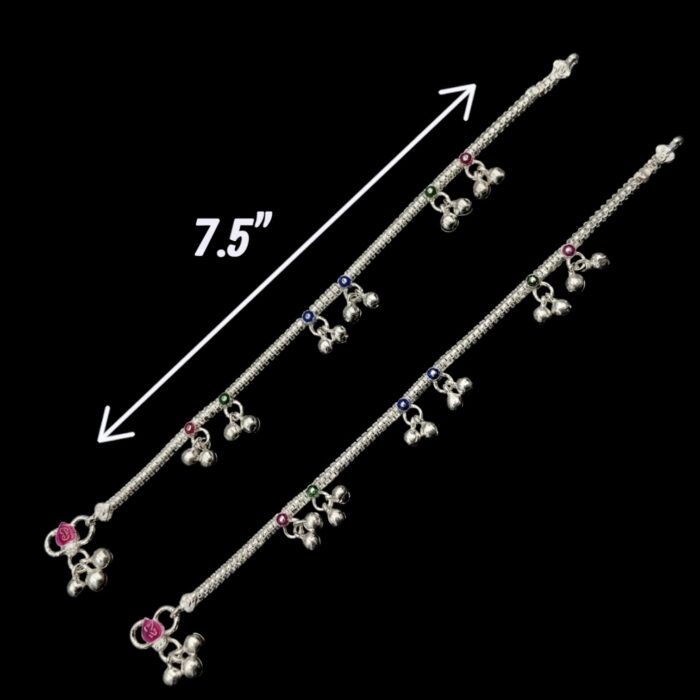 Dimensions of 7.5 inch sterling silver anklets