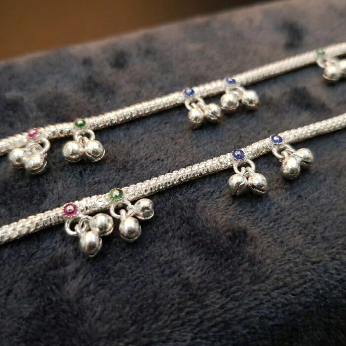 Close up of Sterling silver anklets