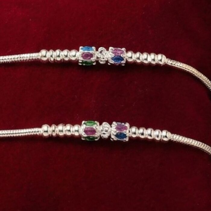 Pair of 925 Sterling Silver Anklets | Silver Anklets for Adults - 10 inch - Image 2