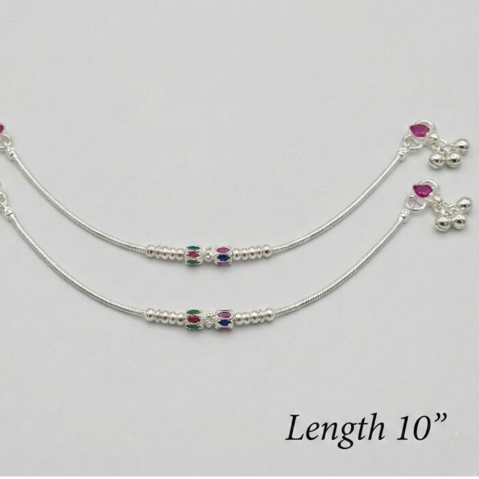 Pair of 925 Sterling Silver Anklets | Silver Anklets for Adults - 10 inch - Image 3