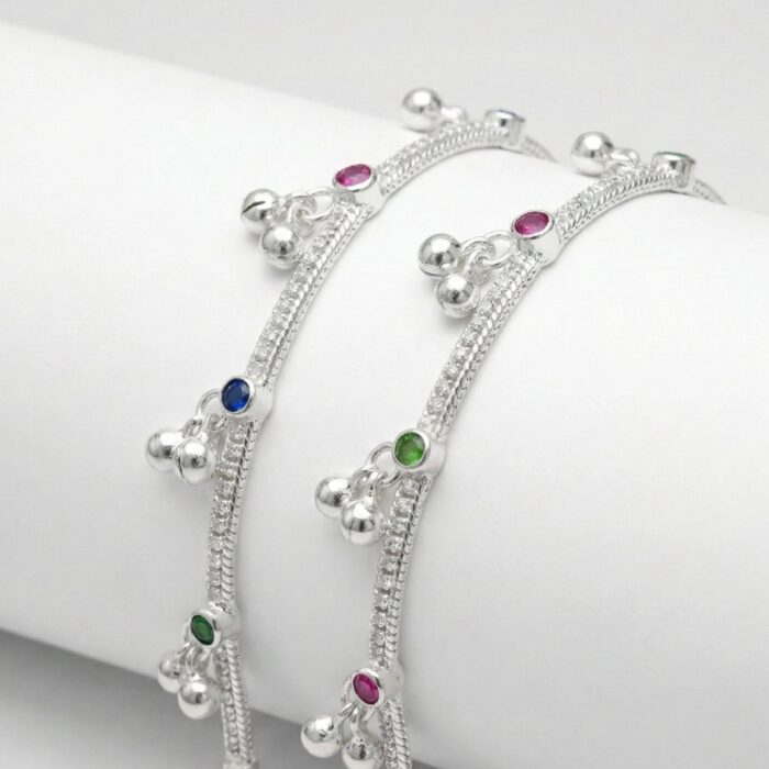 Pair of 925 Sterling Silver Anklets | Silver Anklet for Adults | 9.5 inch Ankle Bracelet - Image 3