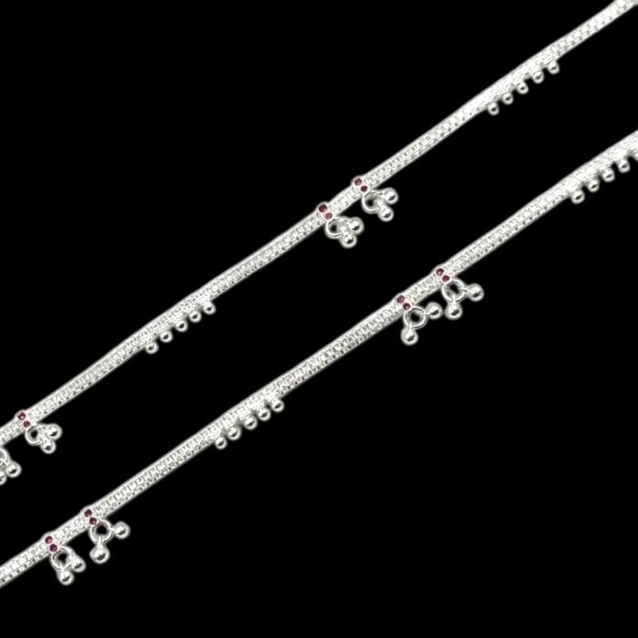 Pair of 925 Sterling Silver Anklets – 10.5 inch | Silver Anklet for Adults - Image 2