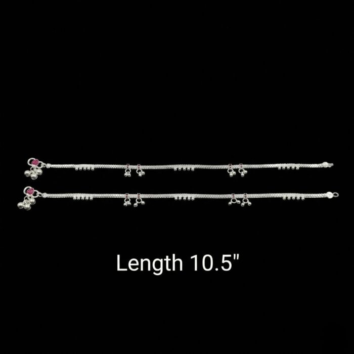 Pair of 925 Sterling Silver Anklets – 10.5 inch | Silver Anklet for Adults - Image 4