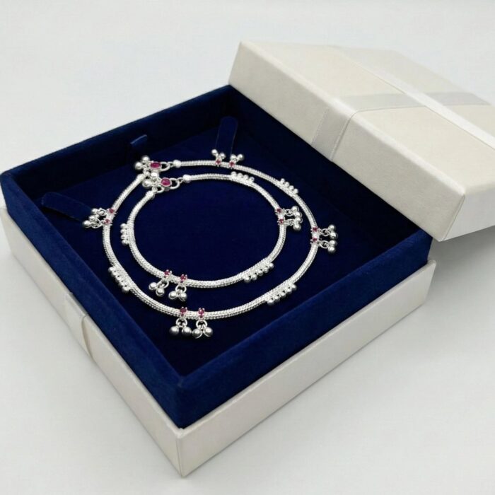 Pair of 925 Sterling Silver Anklets – 10.5 inch | Silver Anklet for Adults - Image 3