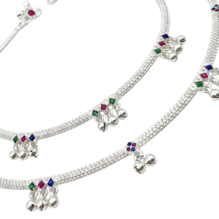 Pair of Pure Sterling Silver Anklets | 10.5 inch Silver Anklet for Adults - Image 2