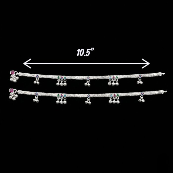 Pair of Pure Sterling Silver Anklets | 10.5 inch Silver Anklet for Adults - Image 4