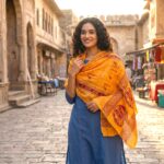 Radhey Radhey printed Scarf - Saffron - Image 4