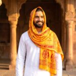 Radhey Radhey printed Scarf - Saffron