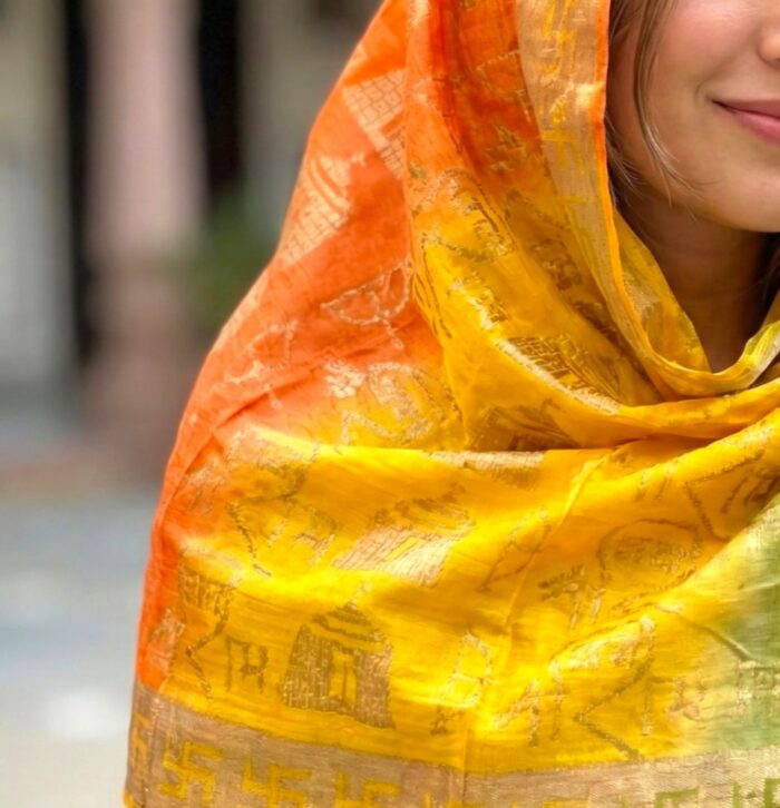 Jai Shree Ram printed Scarf - Tri color - Image 3