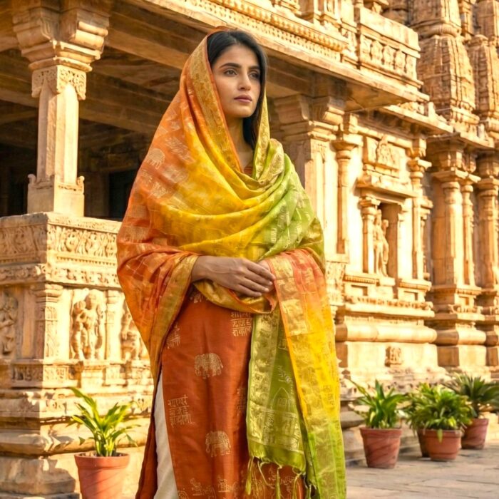 Jai Shree Ram printed Scarf - Tri color - Image 2