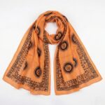 OM printed Cotton Scarf - Orange - Image 3