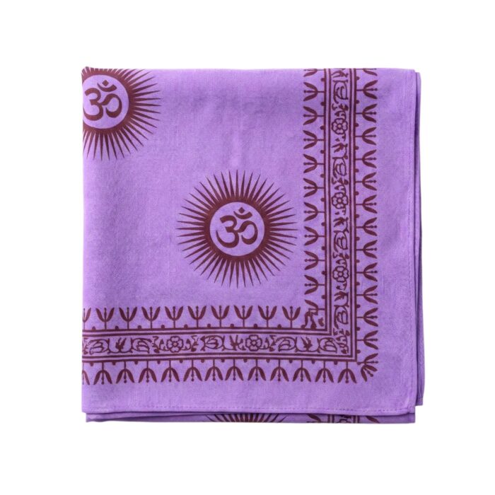 OM printed Cotton Scarf - Purple - Image 4