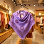 OM printed Cotton Scarf - Purple - Image 3