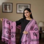 OM printed Cotton Scarf - Pink - Image 2