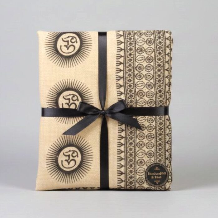 OM printed Cotton Scarf - Cream - Image 3