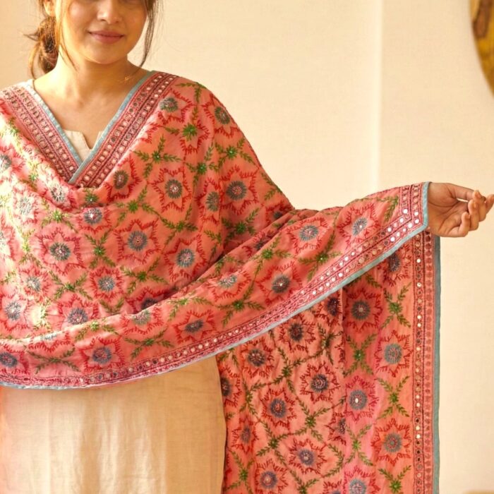 Phulkari dupatta for women with traditional Punjabi embroidery