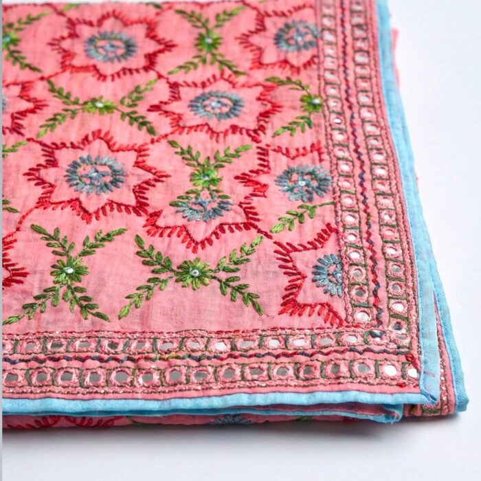 Hand embroidered Phulkari dupatta in vibrant floral design