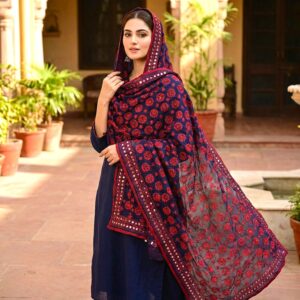 Elegant Phulkari Dupatta for Women - Blue