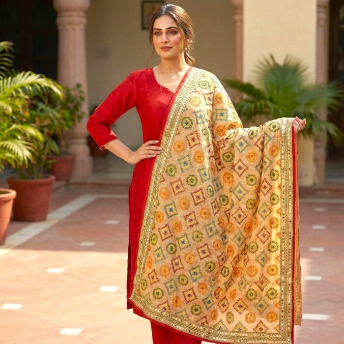 Indian Phulkari dupatta for women festive outfit