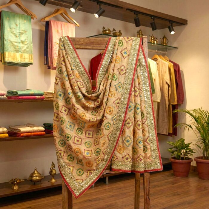 Phulkari dupatta for women with traditional Punjabi embroidery