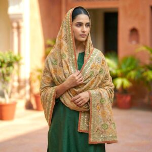 Traditional Indian embroidered Phulkari dupatta