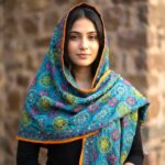 Scarf / Stole for Women | Phulkari Work | Elegant Dupatta 32x84 - Turquoise - Image 3