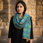 Scarf / Stole for Women | Phulkari Work | Elegant Dupatta 32x84 - Turquoise - Image 2