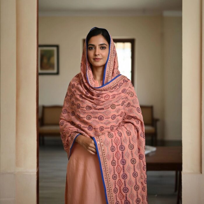 Elegant Phulkari Dupatta for Women - PinkB - Image 3