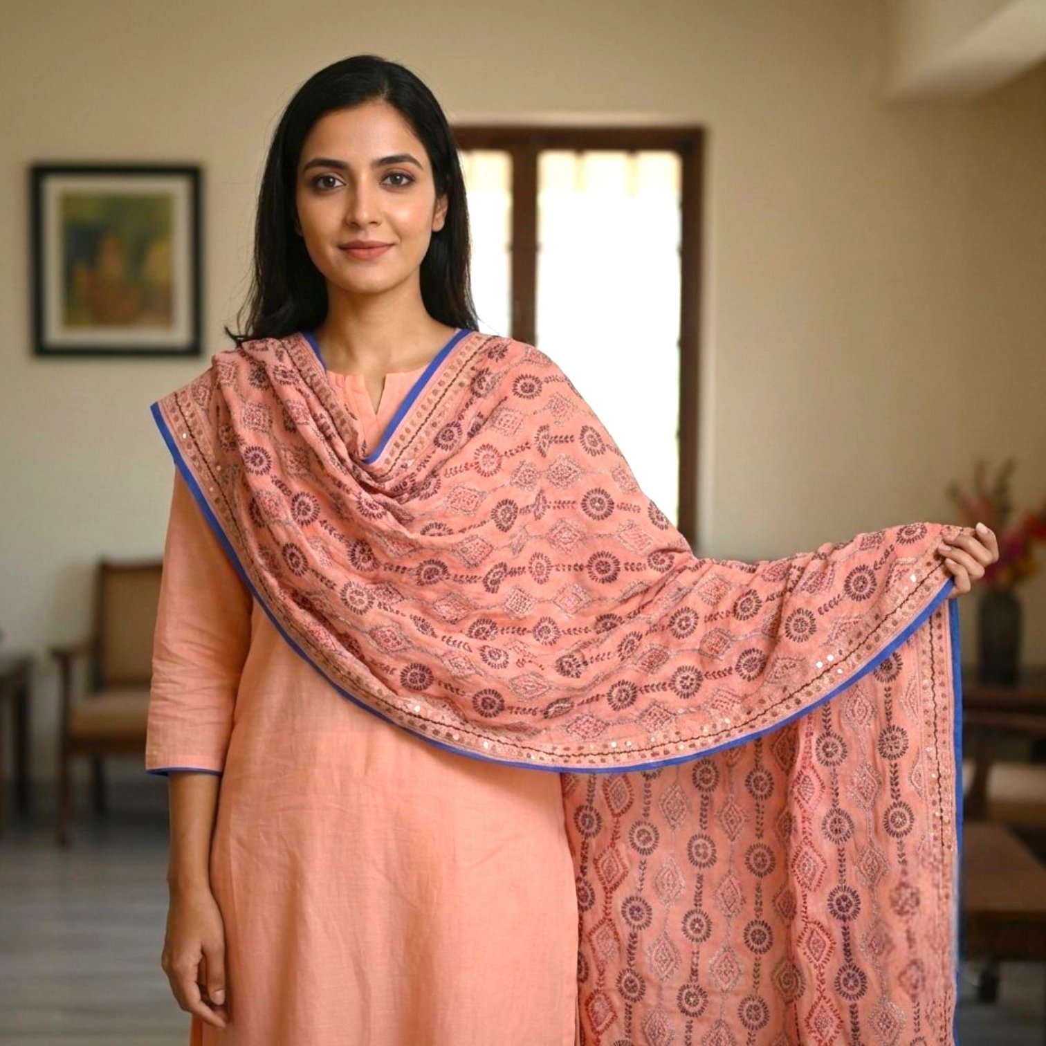 1771373332089.webp Elegant Phulkari Dupatta for Women - PinkB - Image 1