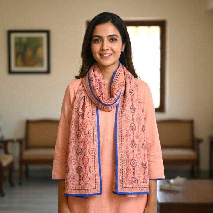 Elegant Phulkari Dupatta for Women - PinkB - Image 2