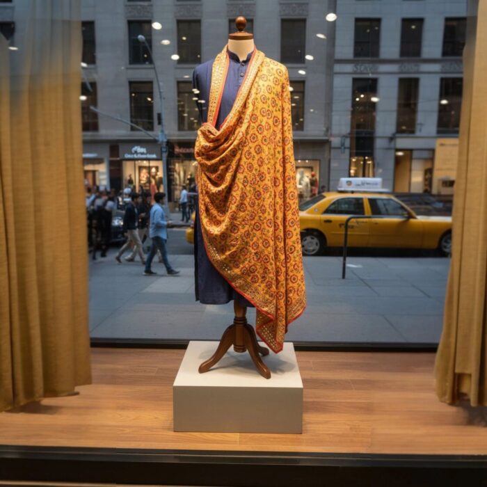 Elegant Phulkari Dupatta for Women - Brite Yellow - Image 4