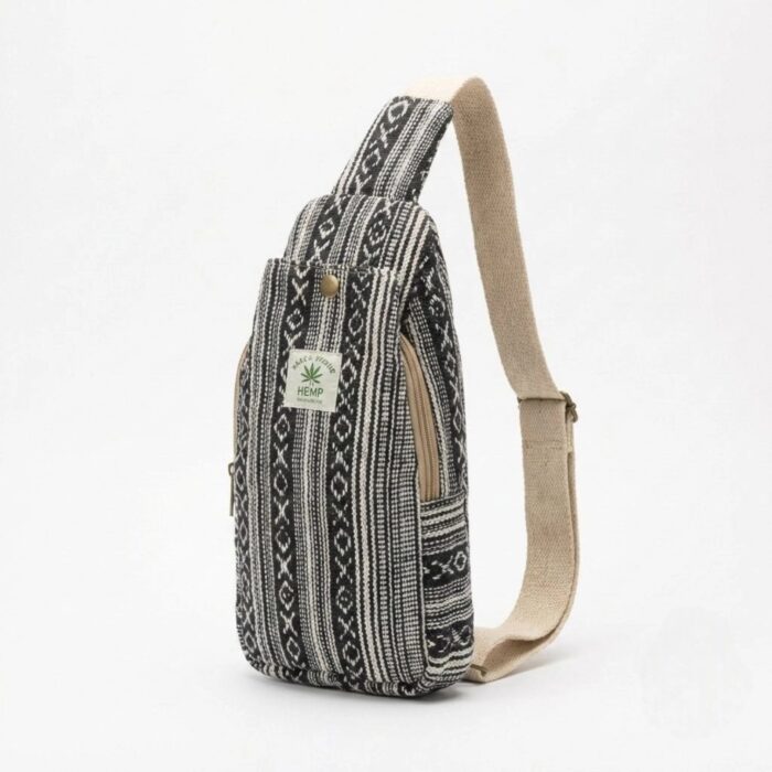 Hemp Shoulder Backpack - Black - Image 3