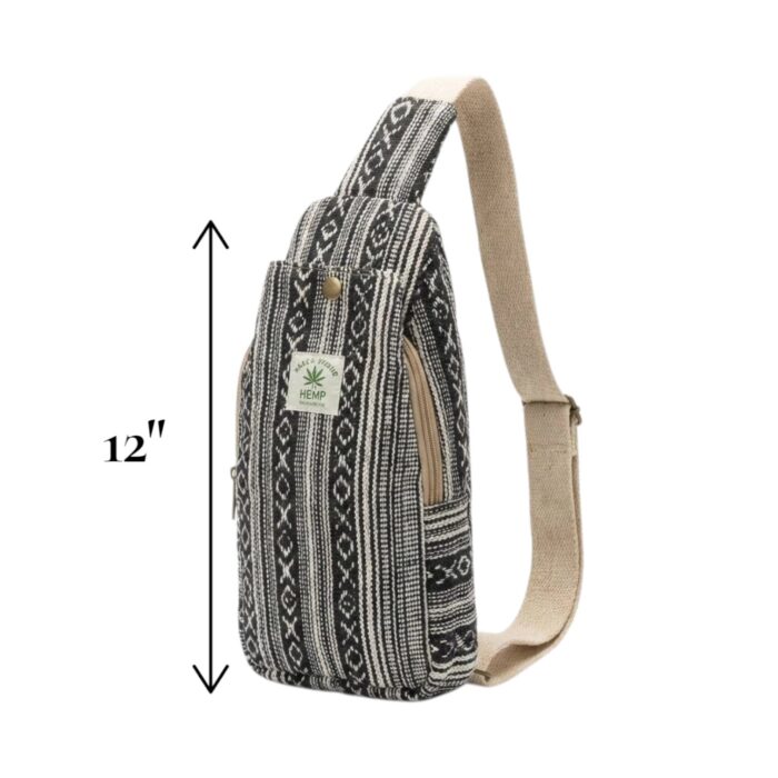 Hemp Shoulder Backpack - Black - Image 5