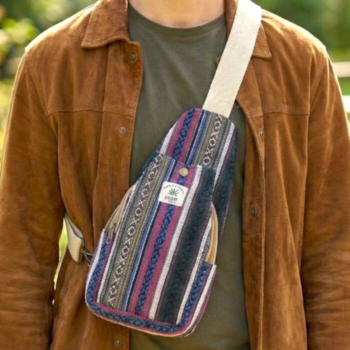 Hemp Shoulder Backpack - Blue - Image 2