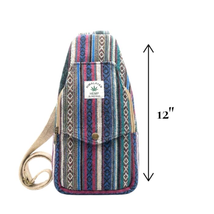 Hemp Shoulder Backpack - Blue - Image 5