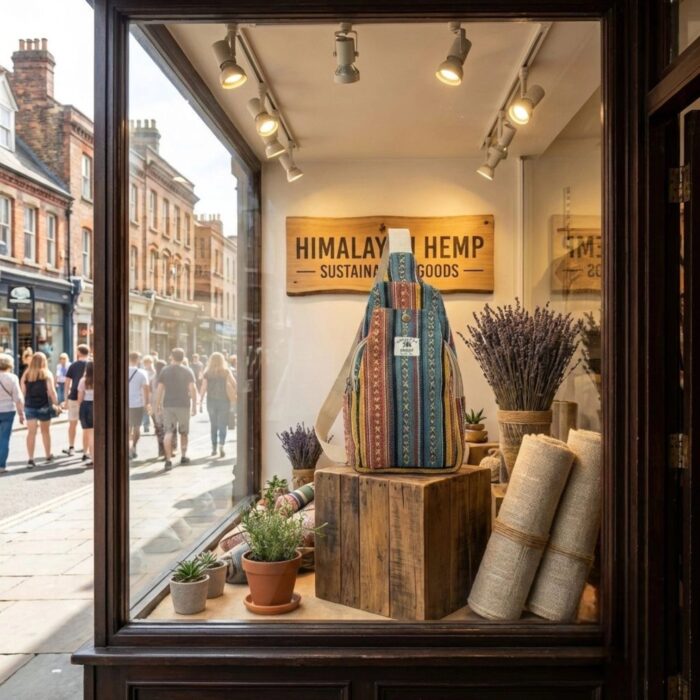 Hemp Shoulder Backpack - Yellow - Image 4