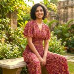 Silk V-Neck Top with Palazzo Crop Set - Maroon - Image 2